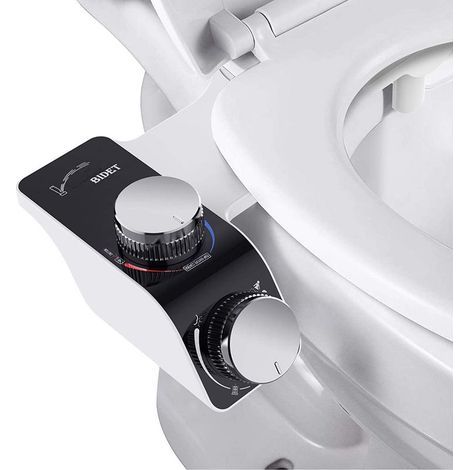 Bidet à double jet chaud/froid, bidet facile à installer, chasse d'eau sans électricité, alternative intelligente au siège de toilette. (1/5)