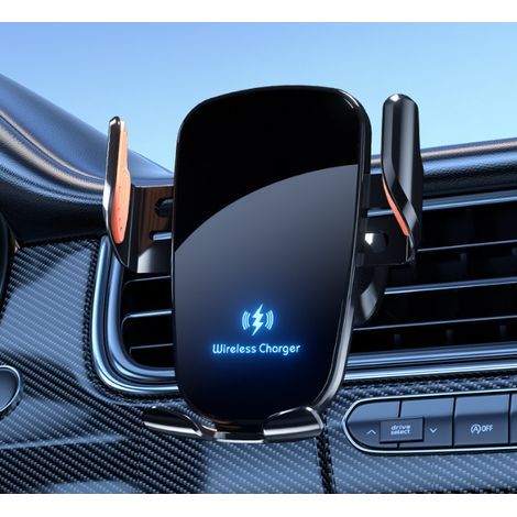Kabellose Kfz-Ladehalterung, 15-W-Schnellladefunktion, automatische Klemmung, Lüftungsschlitzhalterung für iPhone 12/11/11 Pro/11 Pro Max/XS Max/XS/X/8/8 (1/5)