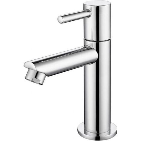 Robinet Eau Froide Robinetterie Lavabo pour Lave-Mains Robinet Salle de Bain Corps en Laiton Chromé Mousseur Démontable Haute Qualité (1/4)