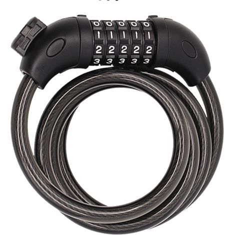 1 Antivol de vélo, câble léger, code 5 chiffres, support fixation, pour trottinette poussette (1/5)