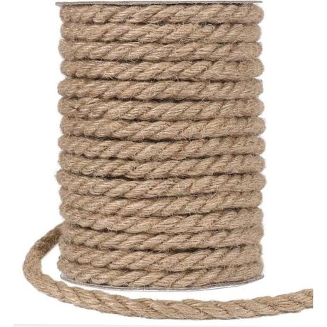 Ficelle de jute épaisse de 20 m et ficelle de chanvre de 10 mm pour emballage, décoration intérieure et jardinage (1/5)
