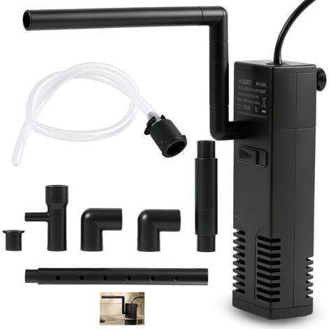 Filtre et Pompe d’Aquarium 4W - Filtration Multifonctionnelle d’Eau, Débit Ajustable de 300L/H, Mode Rideau de Pluie, Silencieuse et Facile à Installer - Aquariums Jusqu’à 60L (1/5)