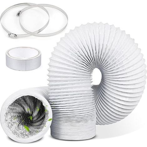 Tuyau Climatiseur Mobile Diamètre de 150 mm Tuyau d'évacuation d'air Flexible en PVC Aluminium 3 m Gaine Ventilation avec 2 Colliers de Serrage pour Climatisation, Hotte, Sèche-linge (150mm) (1/5)