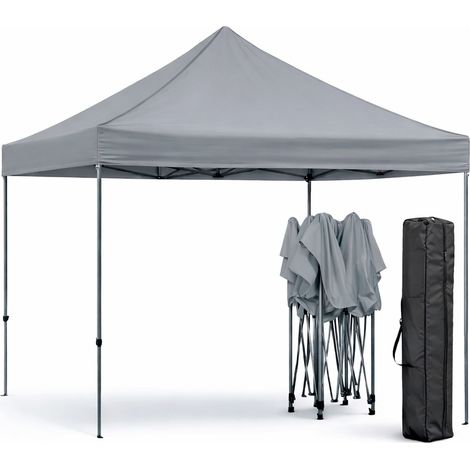 Gazebo Professionale 3x3 M Richiudibile Automatico Con Struttura In Acciaio Telo Oxford 1200D PVC Impermeabile Anti UV A Fisarmonica Con Borsa Trasporto Sacche Zavorra Sagre Feste Eventi Grigio (1/5)