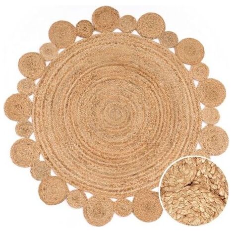 Tappeto salotto Rotondo Juta Etnica Boho - 60 cm Rotondo - Moderno fatto a Mano Naturale (1/5)