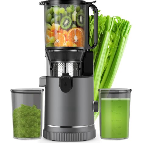 Extracteur de Jus – Slow Juicer avec Goulotte XL 147 mm et Moteur 400 W, Rendement Élevé et Préservation des Nutriments, Capacité 1,8 L avec 2 Verres, Sans BPA, Pour Fruits et Légumes Entiers (1/5)