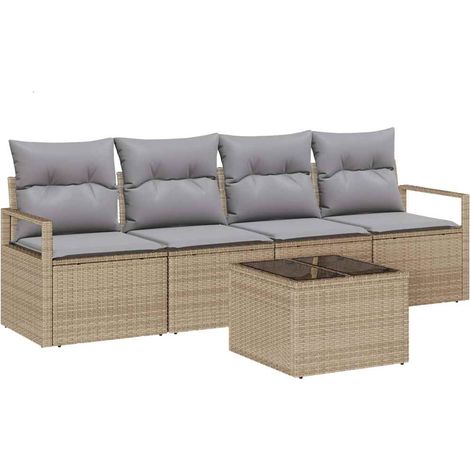 Maison Exclusive - Sofa Set mit Kissen 5 pcs Beige und Grau Poly