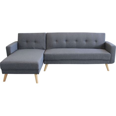 Divano letto da interno con struttura in acciaio e legno con penisola Easy Life - Grey (1/4)