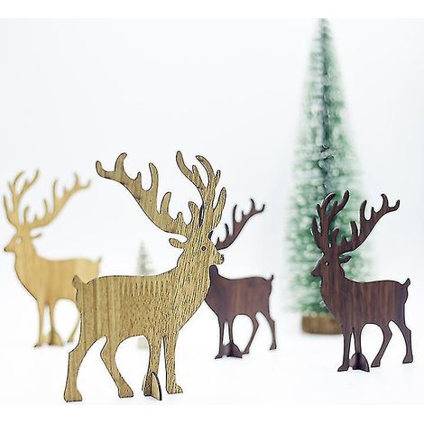 Décorations de Noël en bois cousues, ornements de Noël en forme de cerf, créations artisanales en bois (1/5)