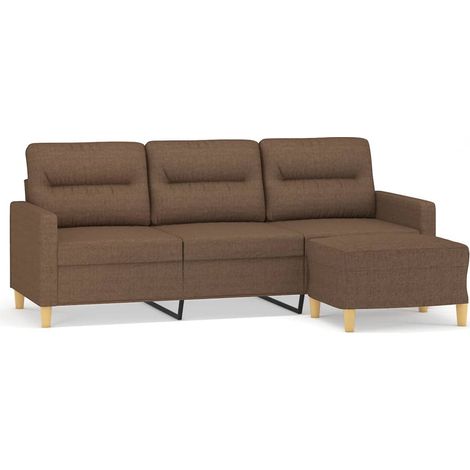 Canapé à 3 places,Sofa pour Salon,Banquette avec repose-pieds Marron 180 cm Tissu CFW142182 (1/5)