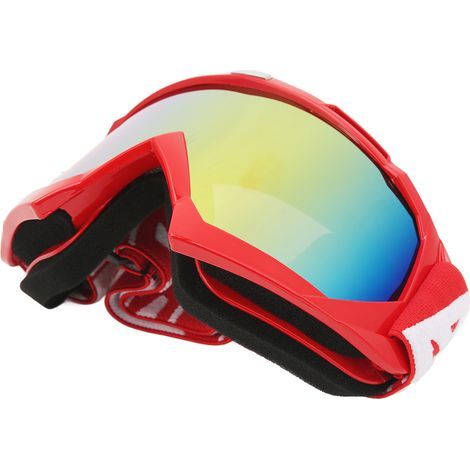 Verstellbare Motorradbrille aus Polycarbonat-Schaumstoff, optimaler Schutz, Motorradzubehör für Offroad und Touren, roter Rahmen, rote Gläser (1/5)