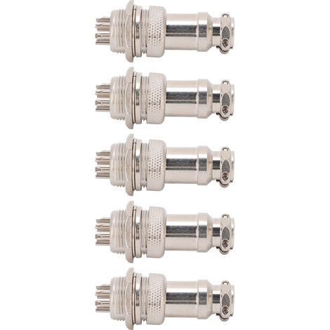 5 Stück Luftfahrt-Steckverbinder (männlich/weiblich) für Kabelverteiler, Stromversorgung, Chassis, Metallanschlüsse, GX16, 16 mm, 450 V, 9-polig (1/5)