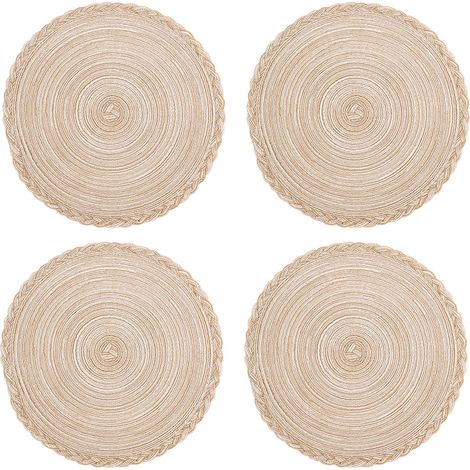Sous-Plat Ronde - Tissu Polyester et Coton - 38 cm de Diamètre - Pour Table à Manger, Mariage ou Fête - Lot de 4 (1/5)