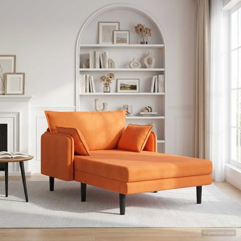 vidaXL Chaise longue de gran tamaño Naranja Tela de pana (1/5)