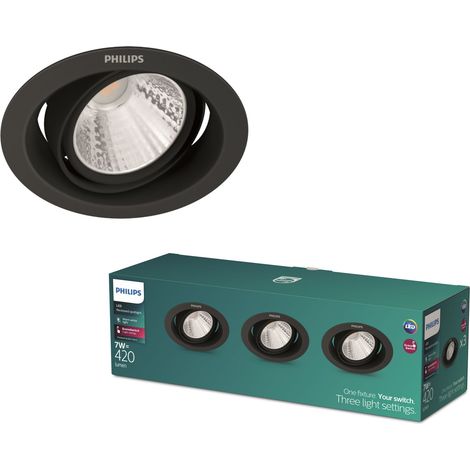 Philips Pomeron Set de 3 Spots encastrables (Noir) Lumière blanche chaude à froide - SceneSwitch (1/3)