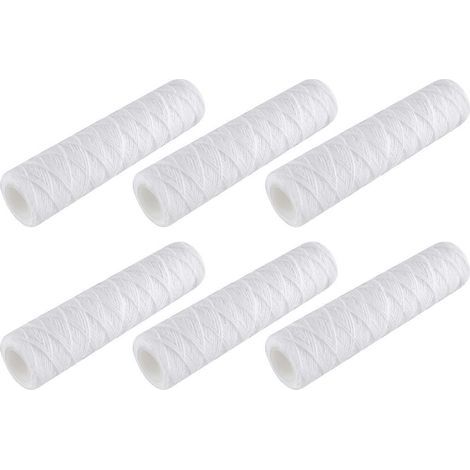Lot de 6 cartouches filtrantes bobinées de 5 micromètres pour filtre à eau universel pour toute la maison, avec filtre à sédiments. (1/5)