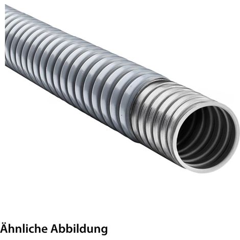 FLEXA SPR-PVC-AS Metallschutzschlauch mit PVC Mantel - FWP-PVC 27, AD 27,0mm, ID 22,0mm eingehaktes Profil, Mindestbiegeradius bewegt 150,0mm - 1 Meter
