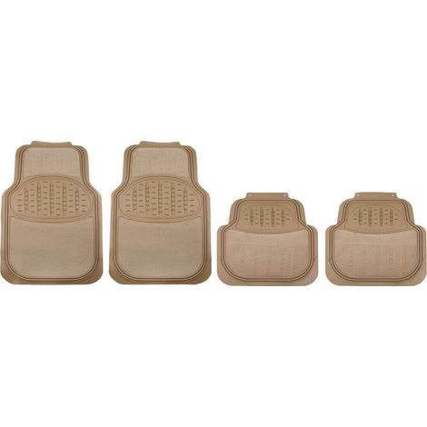 HEYNER® Auto Fußmatten mit Teppich UNIVERSAL beige zuschneidbar 4-teilig Fußmatten Teppich Matten Stoffmatten Textilmatte