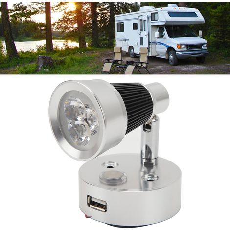 Silberne DC12-24V Leselampe für Wohnmobile/Yachten/Boote mit Touch-Steuerung, USB-wiederaufladbare LED (Referenz: PY-RV109B) (1/5)