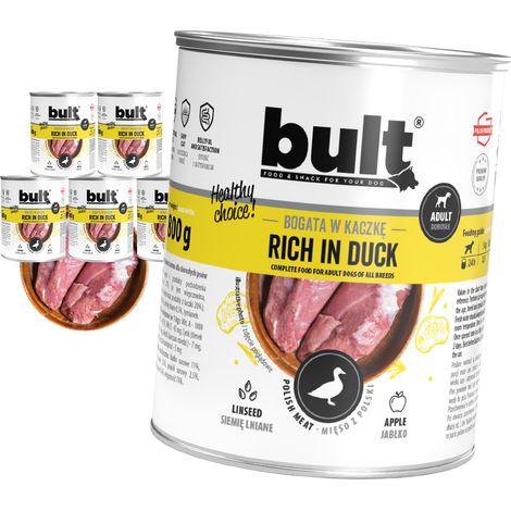 BULT NASSFUTTER FÜR HUNDE, DOSE, REICH AN ENTE, SET 6x800G