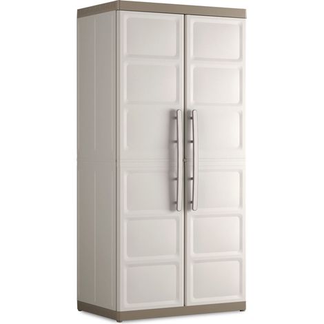 Keter – Armoire de jardin haute 182 cm – 89x54 cm – Sable/Terre – Étagères modulables pour garage et atelier (1/5)