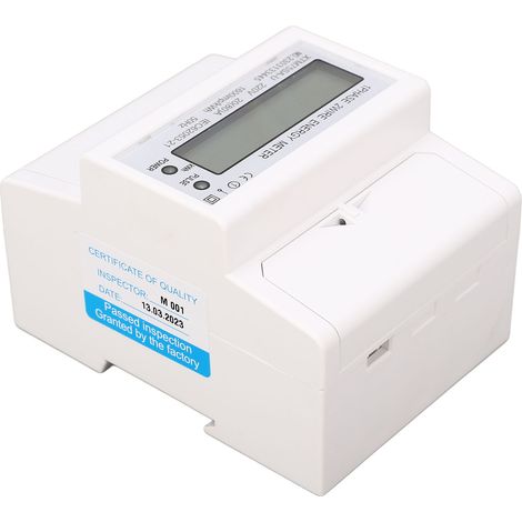 Compteur sur rail LCD monophasé 4 pôles DC220V XTM75SA-U 20 A, rail DIN standard 35 mm (1/5)