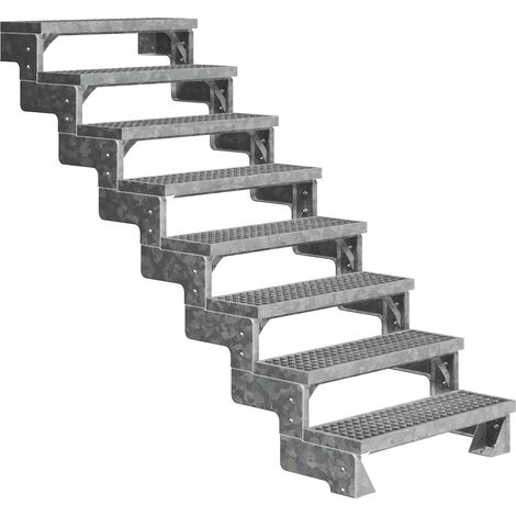 Dolle Außentreppe Gardentop 144-176cm Geschosshöhe mit Gitterrost 100cm breit ohne Geländer