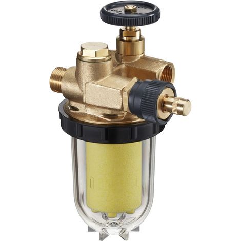 Oventrop Oilpur E A R Heizölfilter mit Rücklaufzuführung DN 10 Innengewinde und Außengew., Entlüftungsventil, Sinterkunststoff