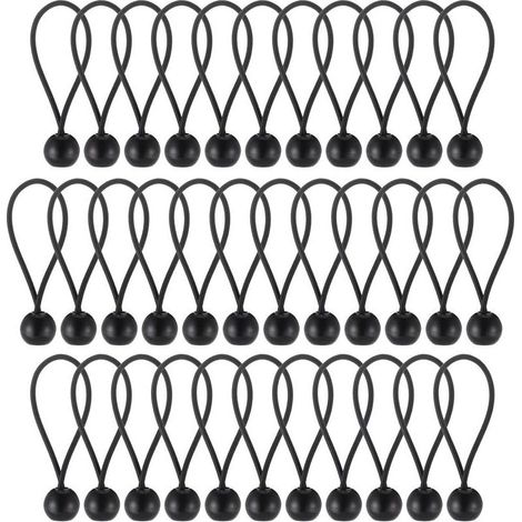 35 boules élastiques noires (20) Corde élastique pour bâche, crochet élastique portable et durable pour bannières, bâches, tonnelles, tentes, idéal pour le camping et la navigation de plaisance (1/4)