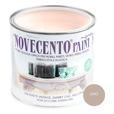 Pittura Gessosa Opaca Shabby Chic per Mobili Pareti Vetro Gesso Novecento Paint - Colore: Lino - Formato: 500 ml