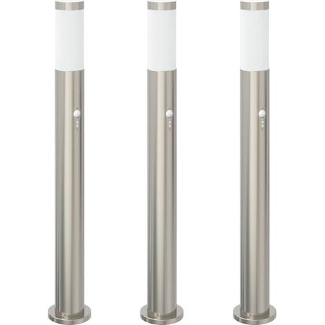 Balizas luminosas con sensor, 3 unidades, 80 cm, acero inoxidable, IP44 vidaXL
