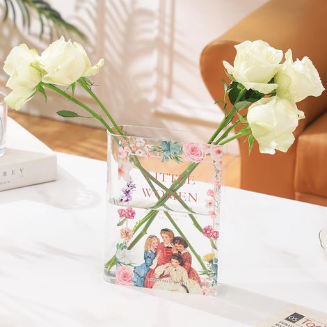 1 Vase livre, acrylique transparent, design rectangulaire, pour tulipes roses, décoration salon bureau (1/5)