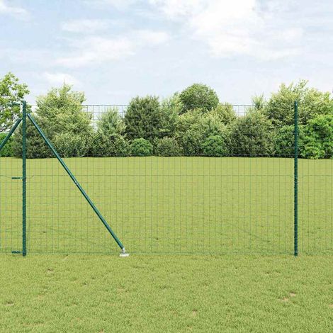 Zaun mit Pfosten Grün 1,5 x 10 m Stahl