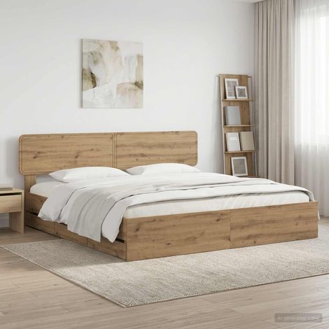 Bed Frame with Storage and Headboard Artisan Oak 180 x 200 cm vidaXL (1/5)
