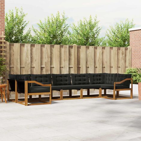 Outdoor-Sofagarnitur mit Kissen 7 pcs Natürlich und Schwarz (1/5)