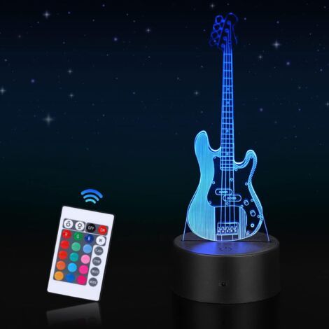 BUNTHAUS Veilleuse LED 3D Lampe Illusion Optique avec 16 Couleurs Changement et Smart Touch & Télécommande Lampe de Chevet Enfants Cadeau d'Anniversaire de Noël Pour Filles Garçons Guitare (1/5)