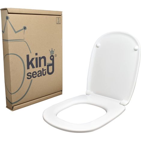 King Seat Sedile Copriwater per Ceramica Roca Giralda - Duroplast di Alta Qualità, 100% Made in Italy, Montaggio dall’Alto, Bianco (1/3)