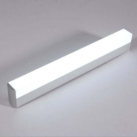 Quadratische Wandleuchte für Badezimmerspiegel mit geschlossenem Schirm aus Edelstahl und Acryl, Schminktischbeleuchtung, energiesparend, helle LED – 55 cm, Licht (1/5)
