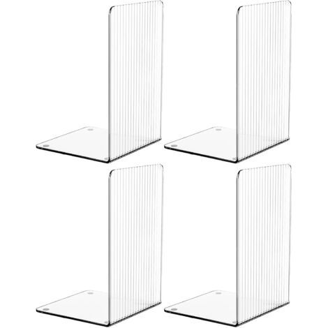 Lot de 4 serre-livres en acrylique transparent pour étagères, avec tapis antidérapants, design unique, décoratifs pour la maison, le bureau et les fournitures scolaires (1/5)