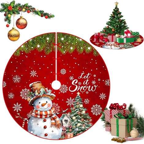 (Bonhomme Neige)Rouge Jupe de Sapin Noël, 120 cm Tapis de Sapins Christmas, Peluche Couvre Pied Weihnachten, Tapis pour Sapin Weihnachten, Jupe Sapins (1/5)
