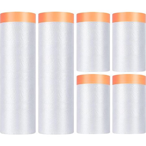 6 Pièces Film Masquage Bache Protection 120M Ruban Masquage Peinture, Scotch Peinture Masquage 4PC 55 CMX20 M+2PC 150 CMX20M, pour Protection Meubles (1/5)
