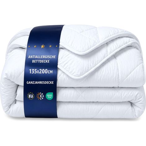 Couette 135 x 200 cm edredon Toute l'année 1 ou 2 Personne et couettes pour lit sans Housse Couette Blanche en Microfibre 135 x 200 cm Deuxième Choix (1/5)