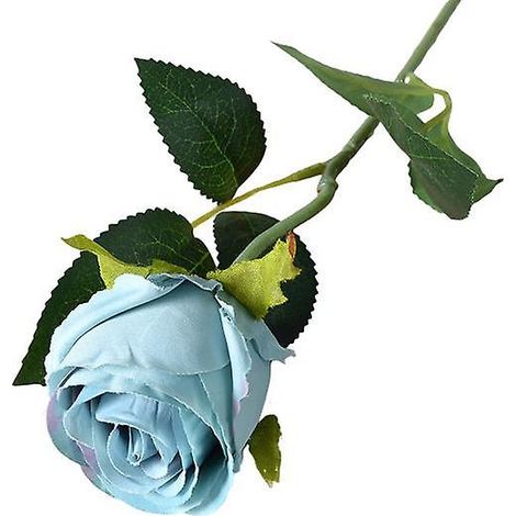 Branche de rose artificielle avec tige et feuilles vertes - Décoration florale pour mariage, fête, intérieur et extérieur - Accessoires photobleu (1/5)