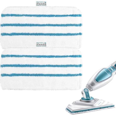 Lot de 2 lingettes microfibre pour balais vapeur Black et Decker – 30 x 16,5 cm – Lavables et réutilisables – Système velcro - FSM1605