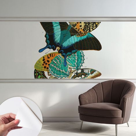 Papier peint autocollant adhésif avec imprimé motifs uniques apparence moderne Papillons colorés 250x104 cm (1/5)