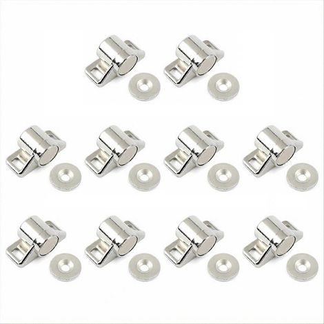 Magnetischer Küchenschrankverschluss, Schrankverschluss mit automatischer Schließung, Möbelbeschlag, unsichtbare Befestigung, 2er-Set, Edelstahl, Nickel-Finish, für den Innenbereich. (1/5)