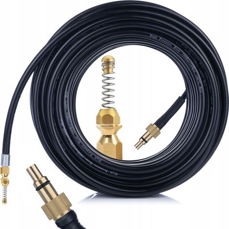 Tubo Alta Pressione 10m – Ugello a Molla in Ottone  Compatibile con Idropulitrici Lavor, Kanwod  Pulizia Reti Fognarie, Grondaie