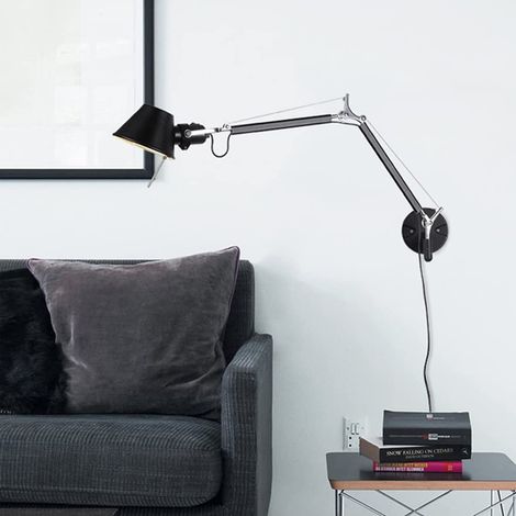 Applique in stile industriale, 12W, lampada da parete girevole con braccio lungo, lampada da parete telescopica, adatta per comodino (1/5)