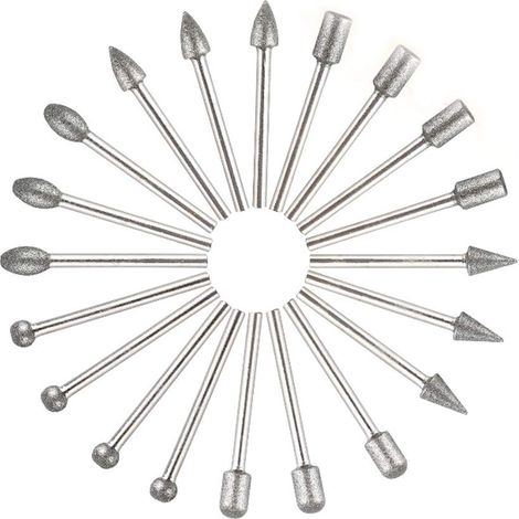20 pièces ensemble de fraises rotatives haute dureté, tête de meulage de forets en acier à tige 3mm 1/8 "pour perçage polissage sculpture outil de gravure ensemble de fraises (1/5)