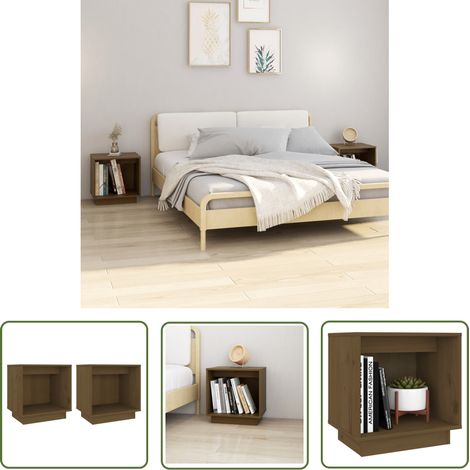 The Living Store Nachttische 2 Stk. Honigbraun 40x30x40 cm Massivholz Kiefer - Nachttisch - Massivholzmöbel - Kiefernholz - Wohnzimmer Dekoration - Möbel Für Schlafzimmer (1/5)